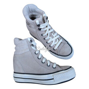 Converse 2016 Platform Plus Collar Hidden Wedge Suede High Top Gray Sneaker 5
